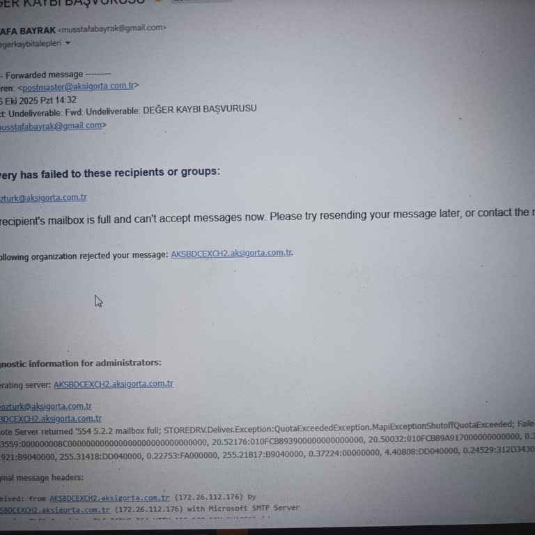 Aksigorta'ya Değer Kaybı Başvurusu Yapamıyorum: Mail Kutusu Dolu!