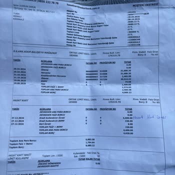 Hiçbir Gerekçe Olmadan Yüksek Borç Kullanım Ücreti Yansıtıldı, Ekstreye Ulaşılamıyor