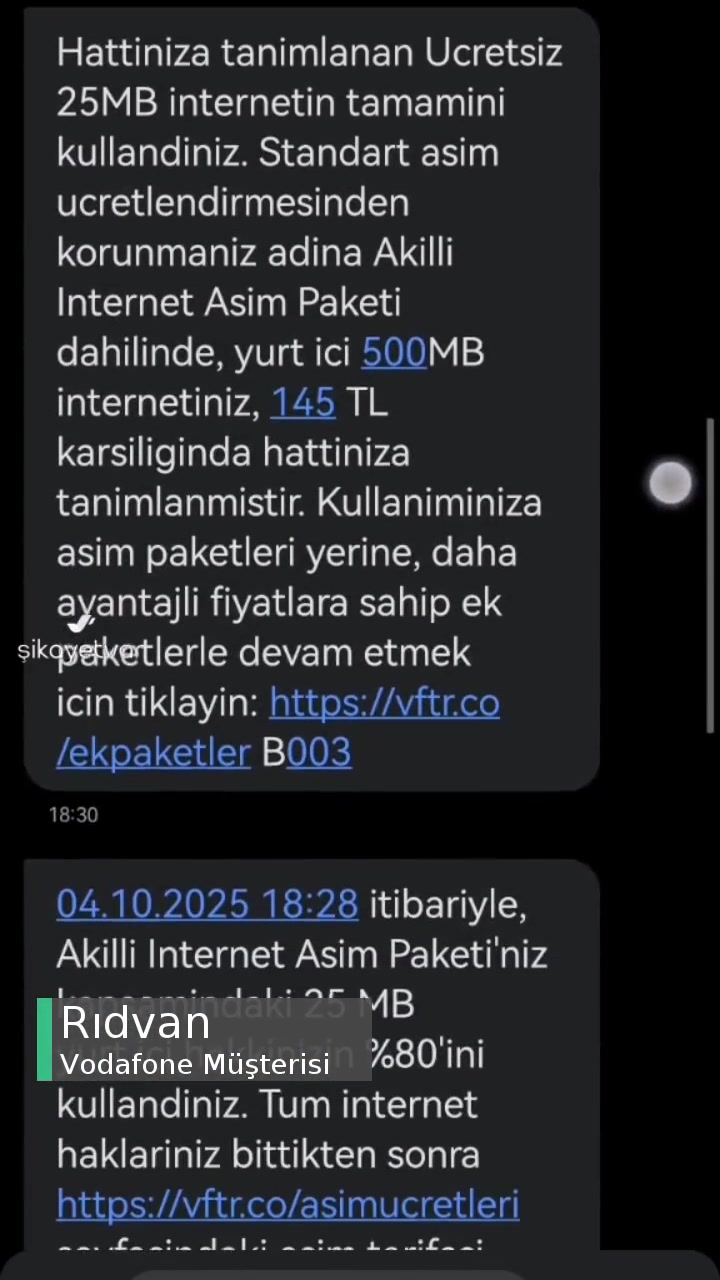 Vodafone Hatalı Aşım Uyarısı, Haksız Ücretlendirme! videonun kapak resmi