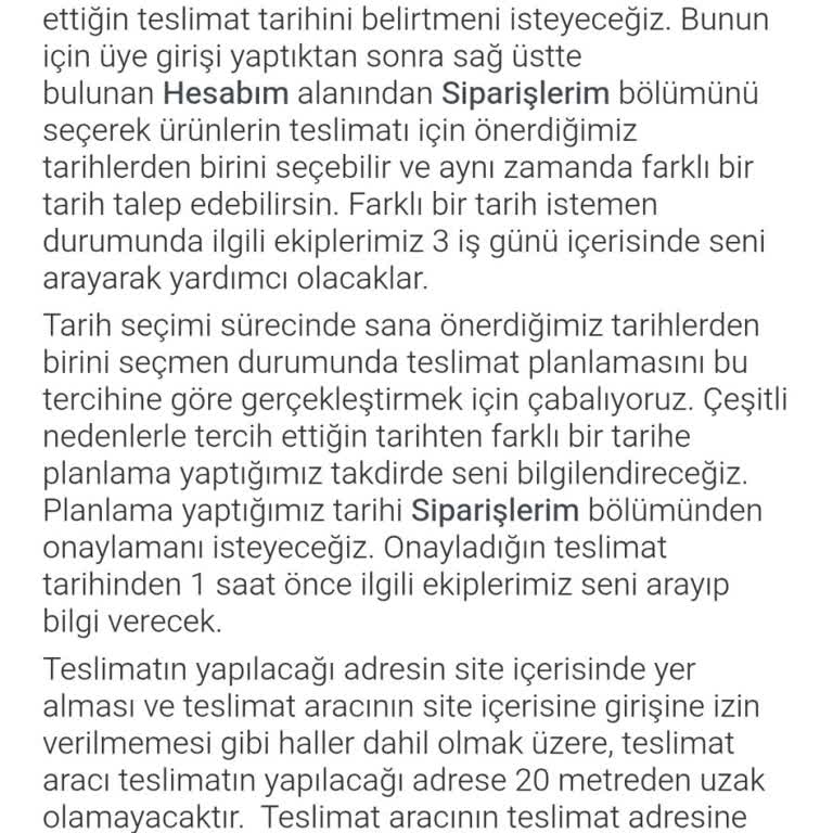 Teslimat Tarihi Seçimi Ve Müşteri Hizmetleri Sorunu