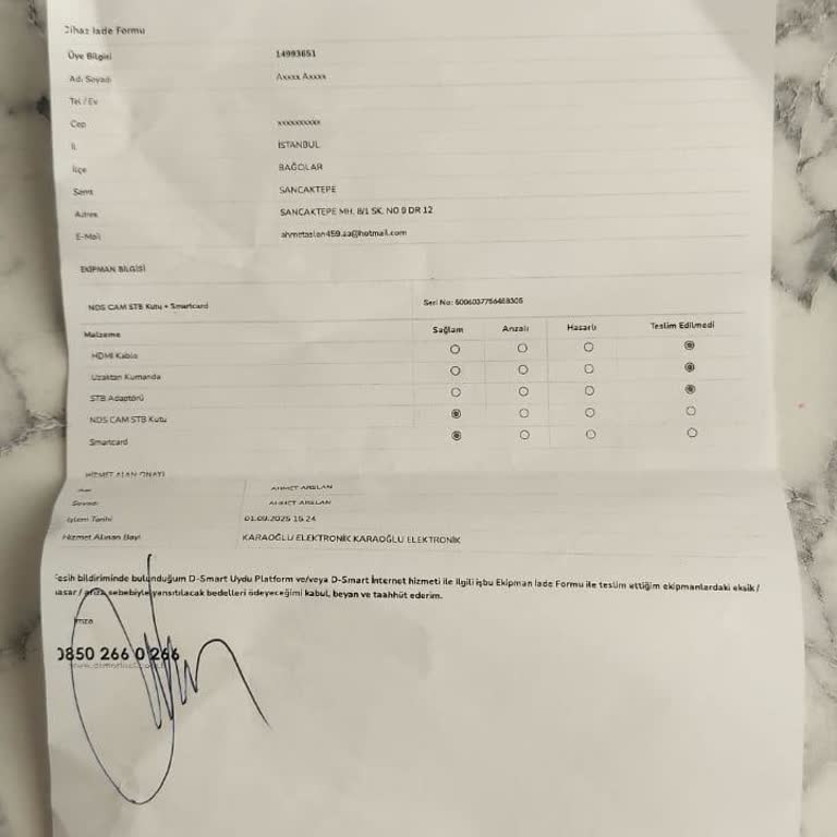 Ekipman İadesine Rağmen Haksız Fatura Çıkarıldı