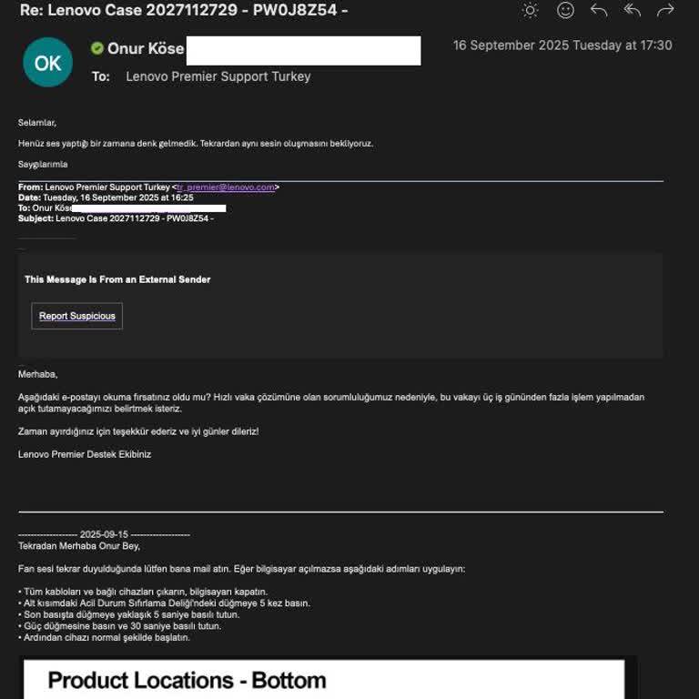 Lenovo Yerinde Destek Hizmetinde Süreç Sorunları Ve Çözüm Eksikliği