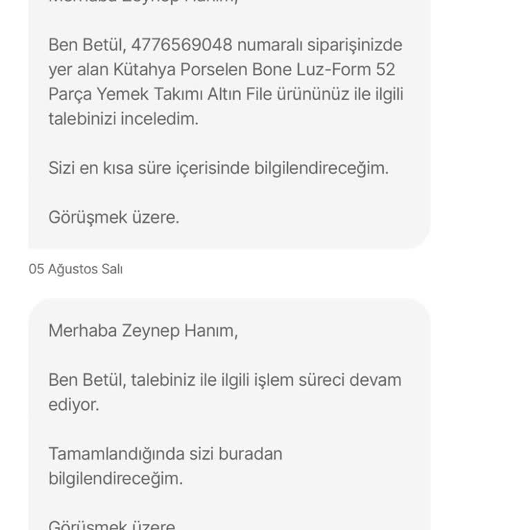 Eksik Ve Hasarlı Yemek Takımı İçin Çözüm Sunulmadı Mağdur Edildim