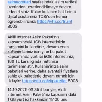 Benim İznim Dışında Vodafone Hatlı Telefonuma Eklenen İnternet Ek Paket!