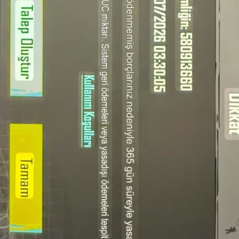 PUBG Mobile Hesabım Haksız Yere Banlandı Borç Uyarısı Aldım