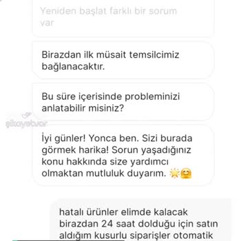 Gardrops Müşteri Temsilcisi İade Kodu Vermiyor