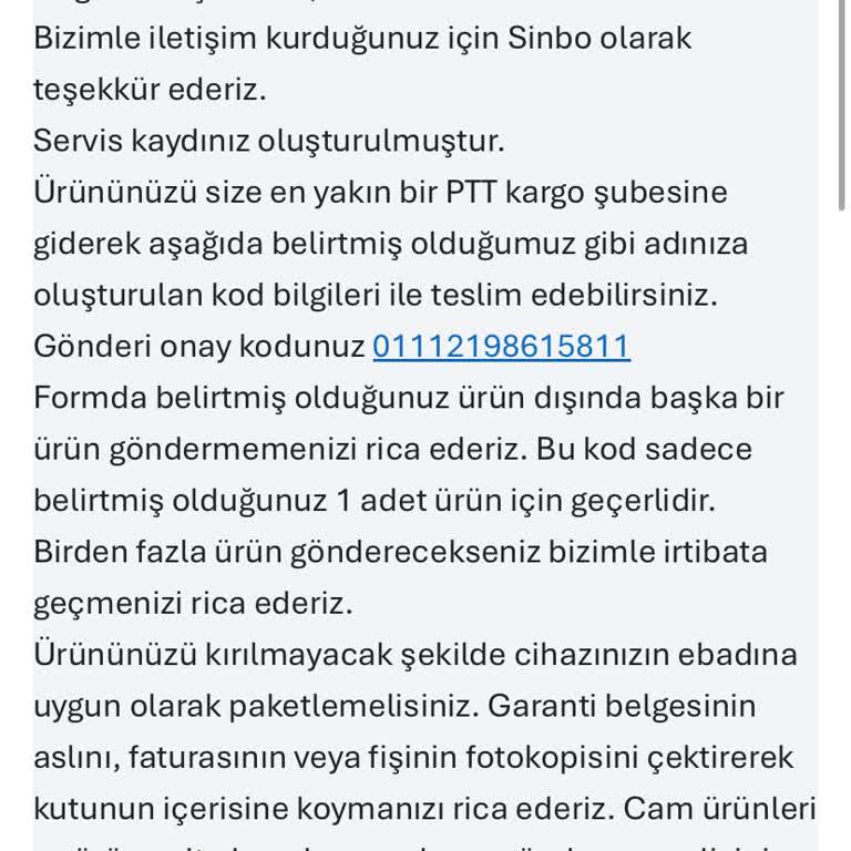 Sinbo Elektrikli Cezve Su Akıtıyor İade Talebim Reddedildi