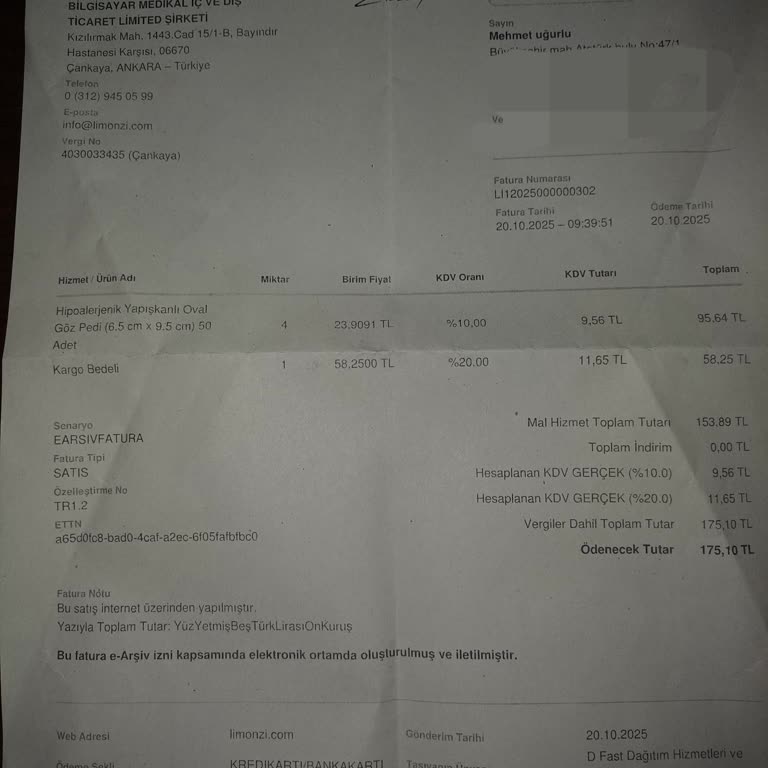 Siparişimde 4 Adet 50’li Yerine Sadece 4 Tekli Göz Bandı Gönderildi