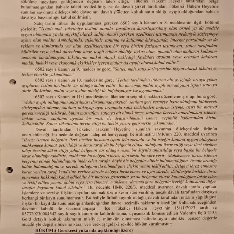 Mahkeme Kararına Rağmen Doğtaş Misliyle Değişim Hakkımı Yerine Getirmiyor