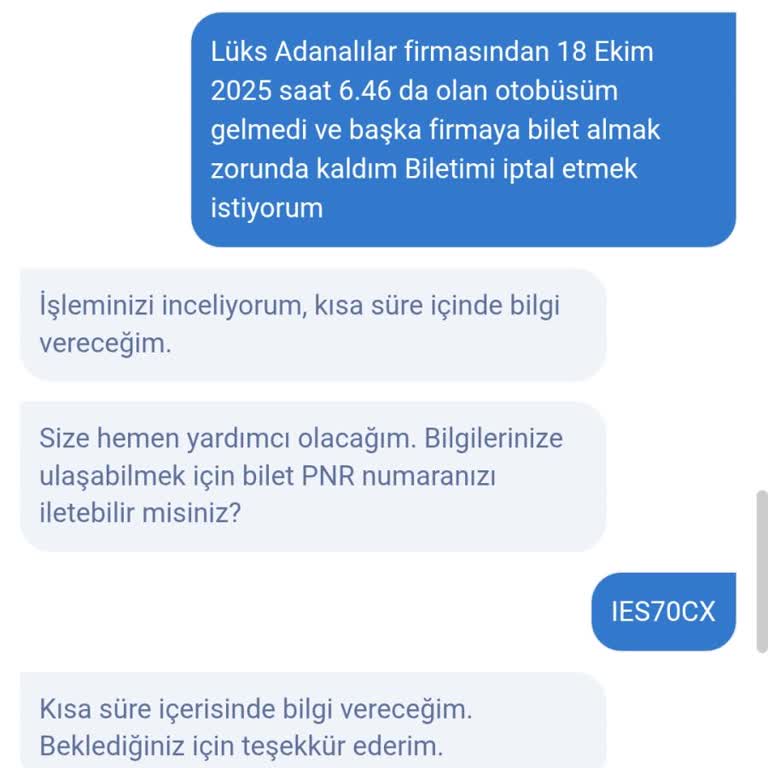 Gelmediği İddia Edilen Otobüs İçin İade Ve Şeffaf Bilgilendirme Talebi