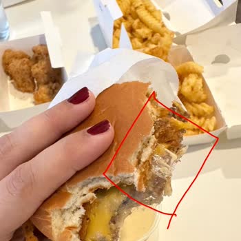 Encontré un trozo de bolsa en mi hamburguesa Shake Shack