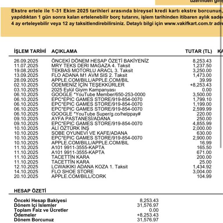 VakıfBank Kartımdan İzinsiz Yüksek Tutarlı İşlemler Mağduriyet Yarattı