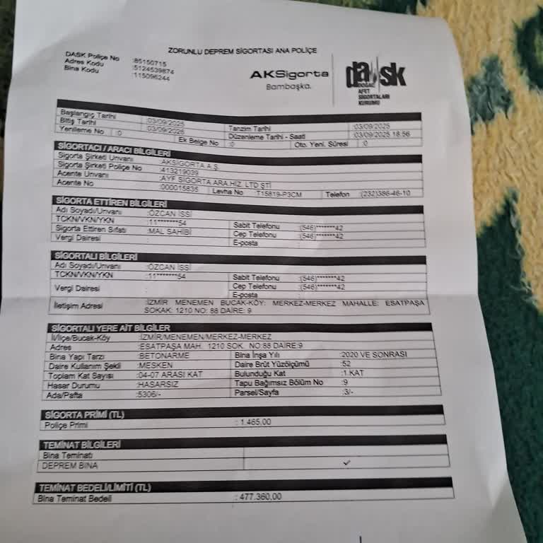 DASK Poliçesi Yüzünden Maddi Zarara Uğradım