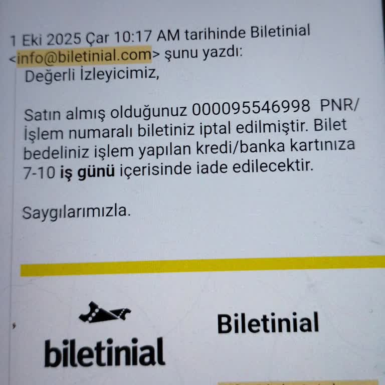 Bilet İadesi Yapılmadı Müşteri Hizmetlerinden Yanıt Alamıyorum