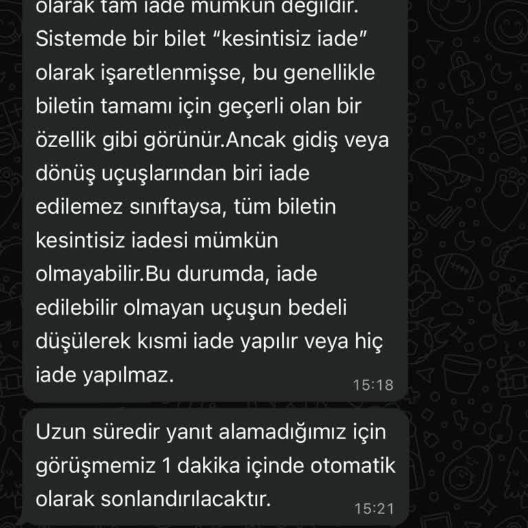 Kesintisiz İade İbaresiyle Satın Aldığım Bilette İade Sorunu Yaşadım