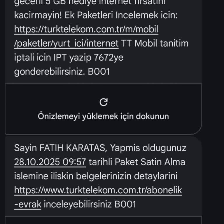 Türk Telekom'dan Gelen Kampanya SMS'ine Rağmen 5 GB Hediye İnternet Tanımlanmadı