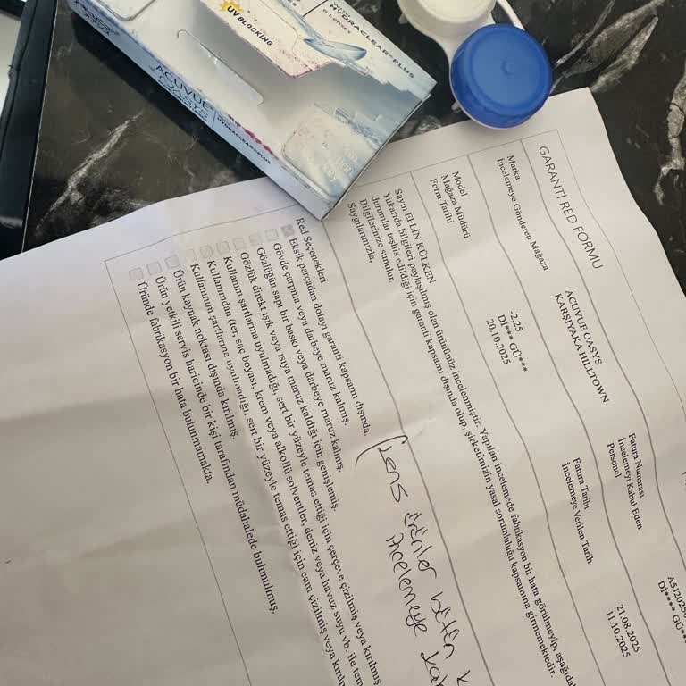 Kullanılmış Lensler Garantiye Dahil Edilmedi, İnceleme Talebim Reddedildi