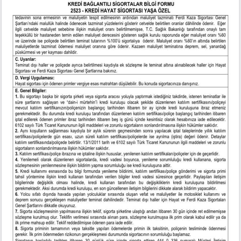 Hayat Sigortası Poliçesi İptal Edilmiyor, Ücretim İade Edilmiyor