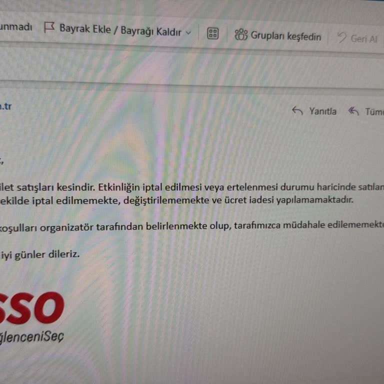 Konser Bileti Değişikliği Talebimize Olumsuz Yanıt!