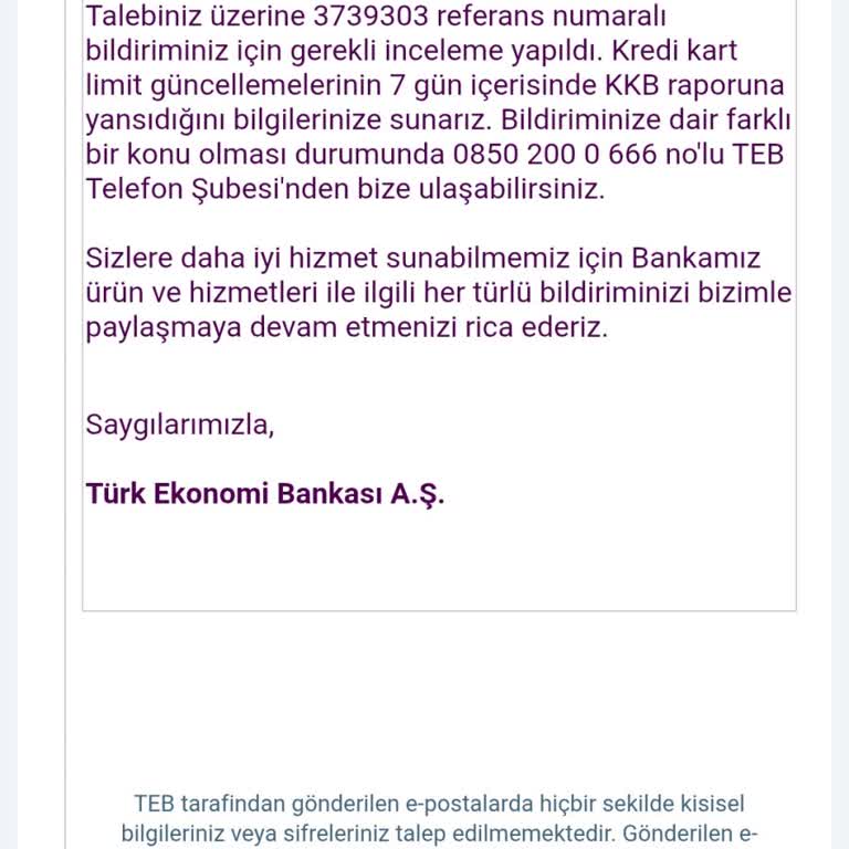 Findeks Ve TEB Hatalı Kart Limiti Yüzünden Kredi Puanım Zedelendi