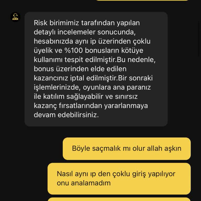Amkbet Kazancım Hiçbir Neden Gösterilmeden Silindi