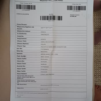Philips Aqua Plus 8000 İki Kez Bozuldu Değişim Ya Da İade Talep Ediyorum