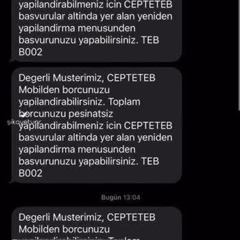 TEB Mobbing Şeklindeki SMS Yığını