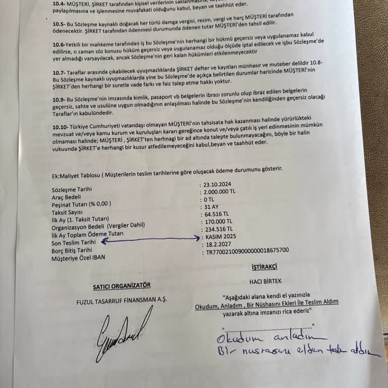 Sözleşmeye Uygun Teslimat Tarihi Talebi Ve Bilgilendirme Eksikliği