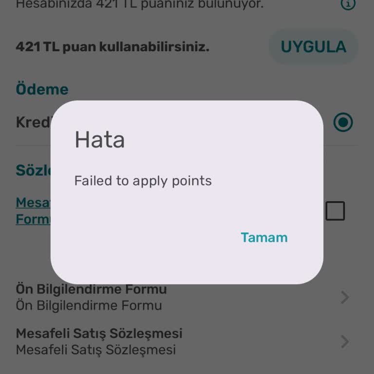 Kampanyadan Kazanılan Puanları Kullanamıyorum, Destek Yetersiz