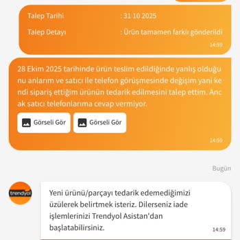 Yanlış Ürün Gönderimi Ve Satıcı İlgisizliği Nedeniyle Mağduriyet