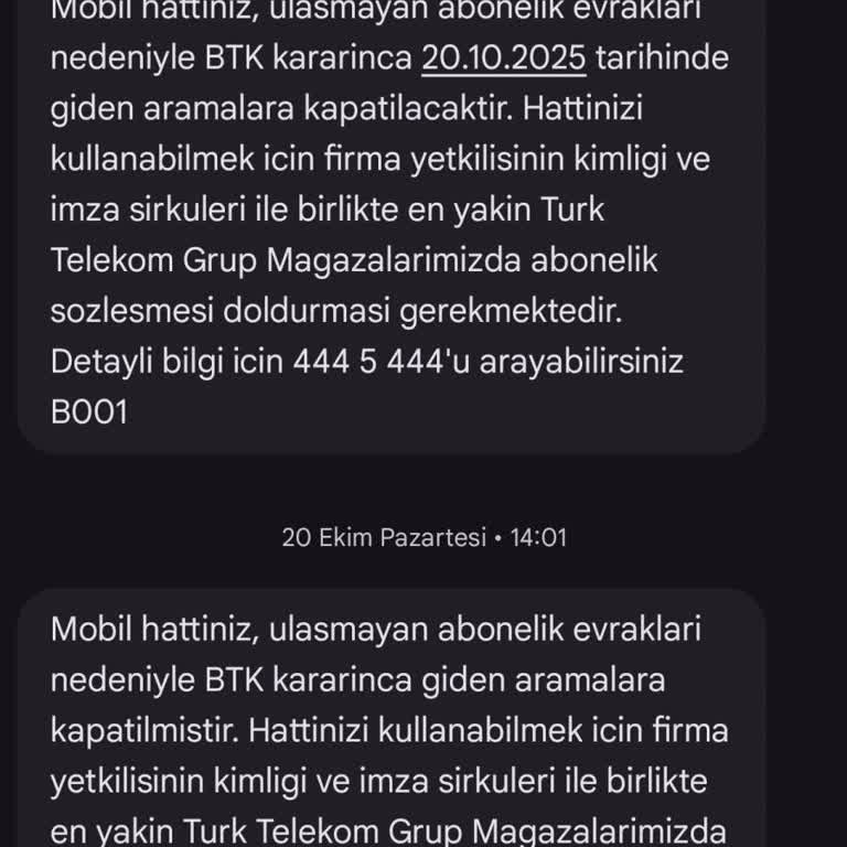 Kurumsal Hattım Haksız Yere Kapatıldı, Fatura Ve Cayma Bedeli Yansıtıldı, Büyük İş Kaybı Yaşadım