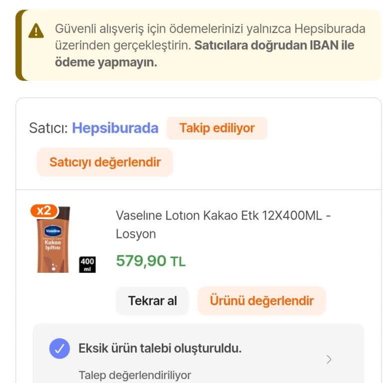 Eksik Gönderilen Ürün Ve Yetersiz Çözüm Süreci