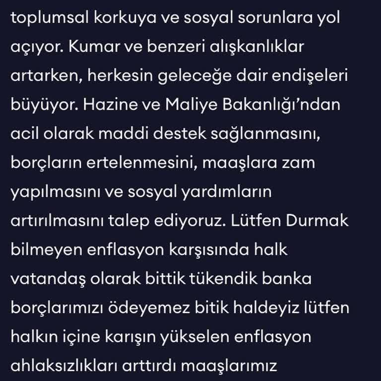 TÜİK Enflasyon Verilerinin Gerçekçi ve Şeffaf Açıklanmasını Talep Ediyorum