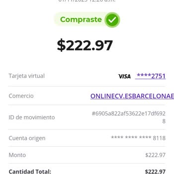 Online CV, cargo no autorizado, solicito reembolso y cancelación