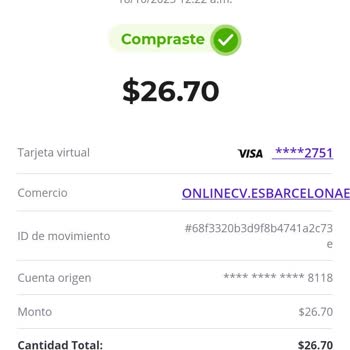 Online CV, cargo no autorizado, solicito reembolso y cancelación