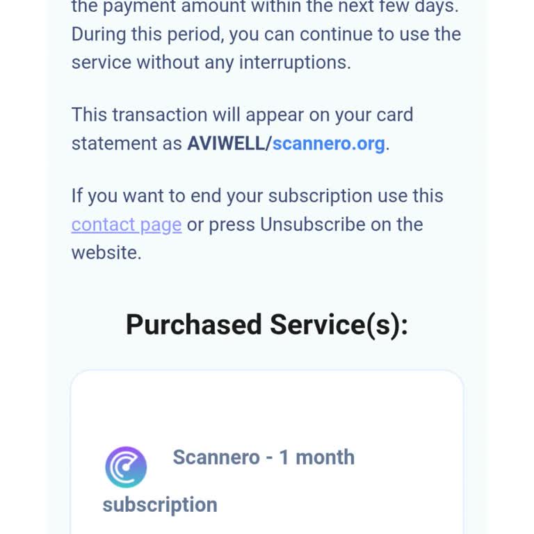 Unauthorized Charge From Scannero.io