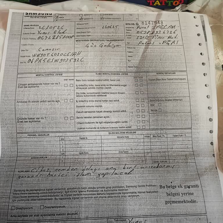 Yeni Alınan Çamaşır Makinesinin Kısa Sürede Arızalanması Ve Garanti Dışı Bırakılması