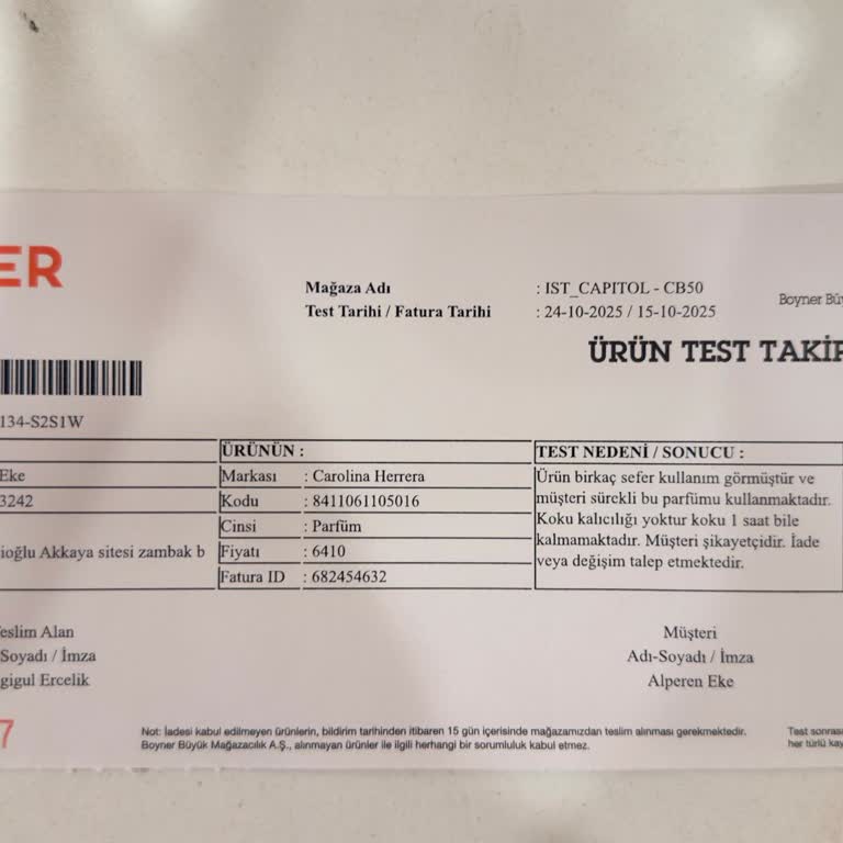 Satın Aldığım Parfüm Beklenen Kalıcılığı Göstermedi, İade Talebim Reddedildi