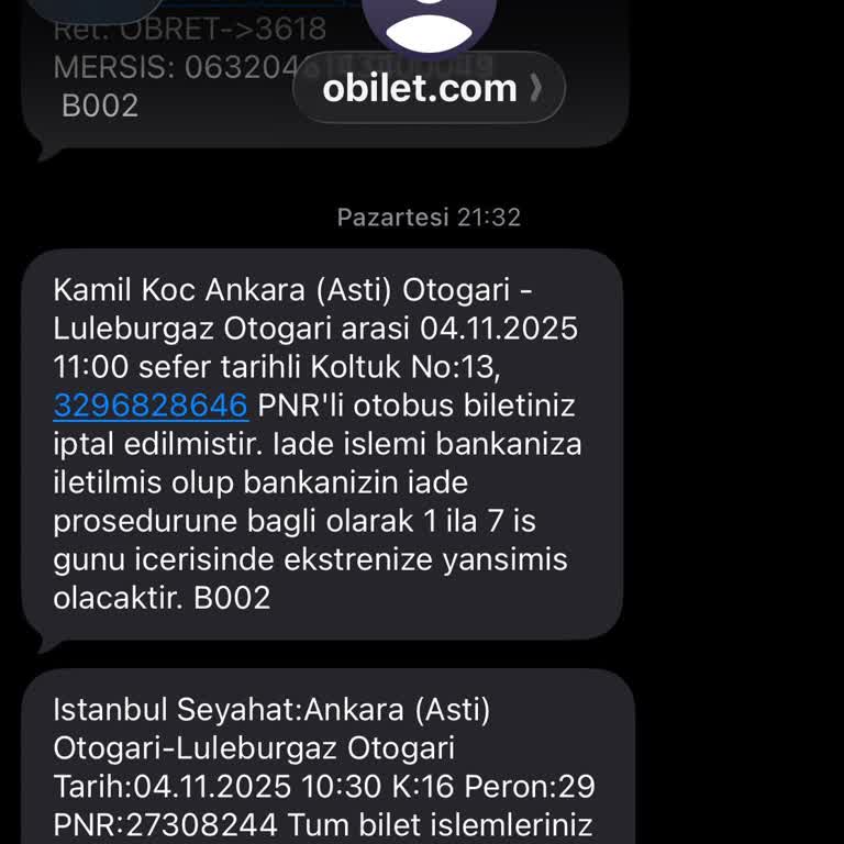 İptal Edilen Sefer Sonrası Bilet İadesi Yapılmadı Müşteri Hizmetlerine Ulaşamıyorum