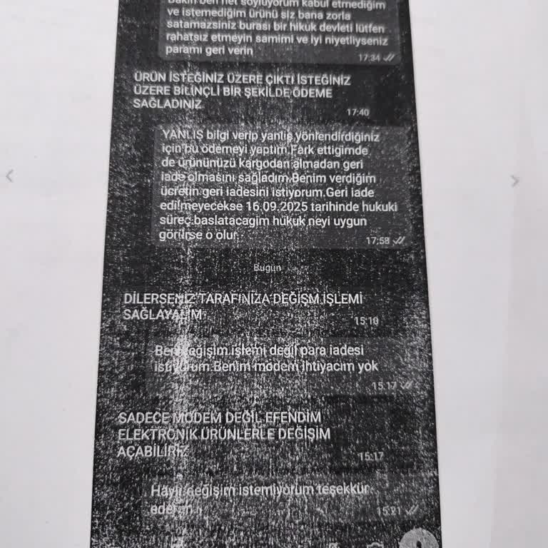 Modem Satışı Sonrası Ürün Gönderilmedi, İade Talebim Reddedildi