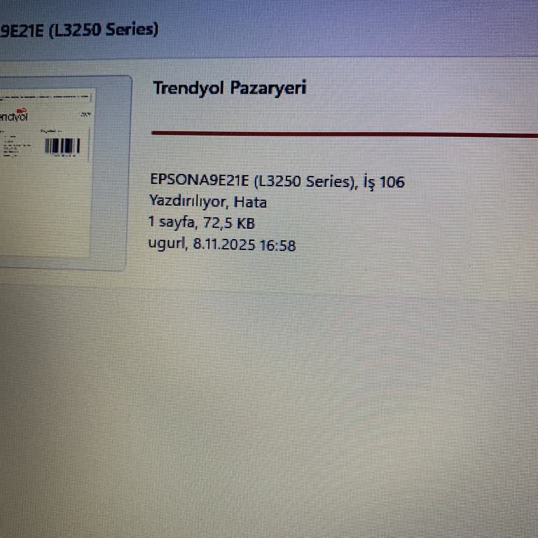 Epson L3250 Yazıcıda Sürekli Bağlantı Ve Performans Sorunu, İşimi Aksatıyor