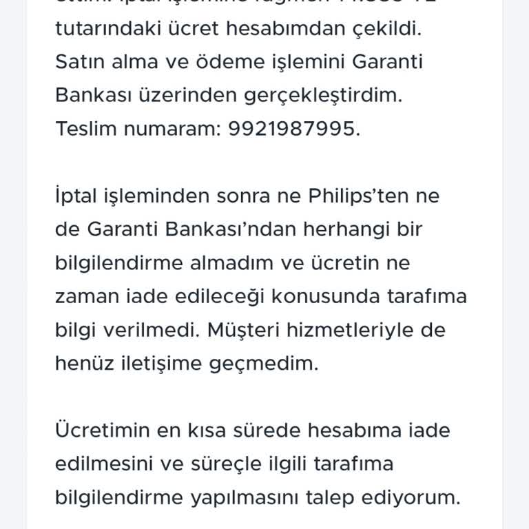 İptal Edilen Kahve Makinesi Siparişimde Ücret İadesi Ve Bilgilendirme Sorunu