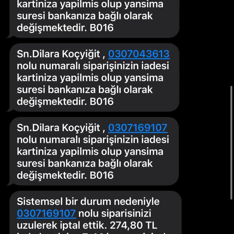 Siparişlerim Kendiliğinden İptal Edildi Ürünlerimi İstiyorum