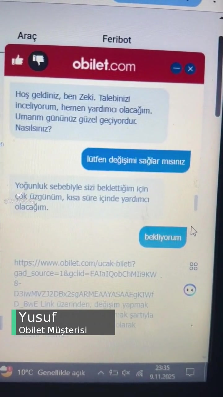 Obilet Biletimi Değiştirmedi, Müşteri Temsilcisi Sohbeti Yüzüme Kapattı videonun kapak resmi