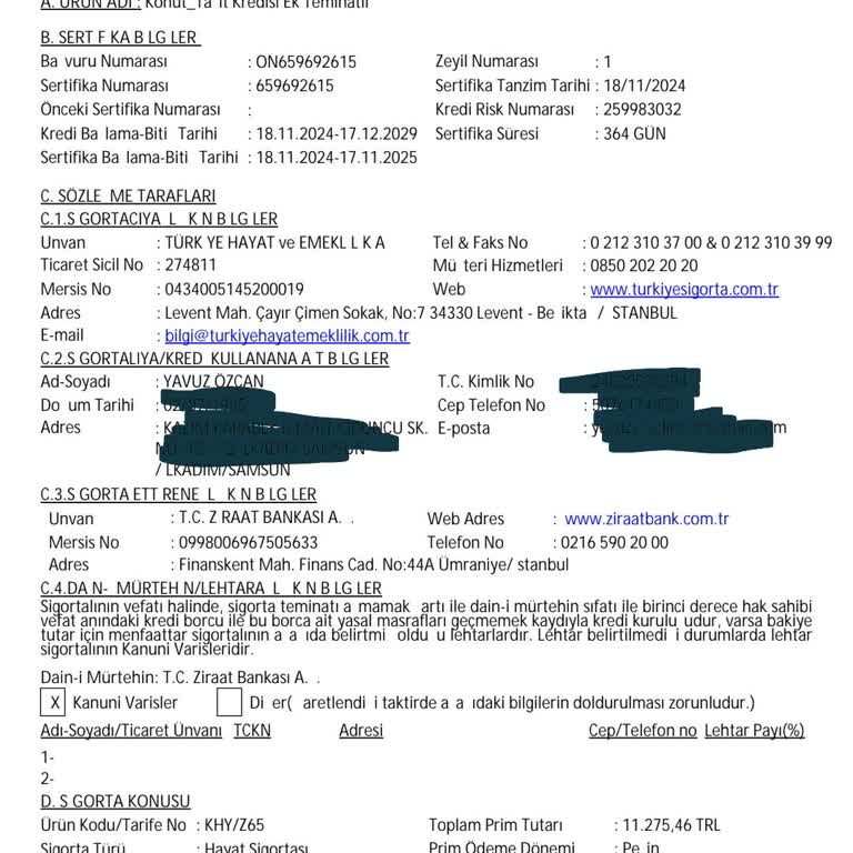 Hayat Sigortası İptal Talebime Yanıt Verilmiyor Mağdur Ediliyorum