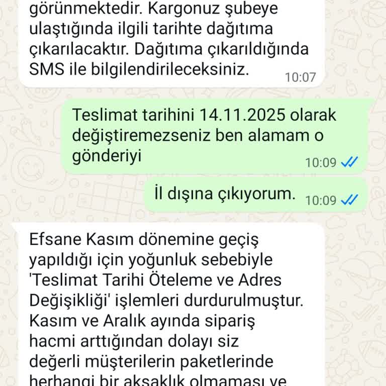 Teslimat Günü Değişikliği Taleplerine Yoğunluk Engeli