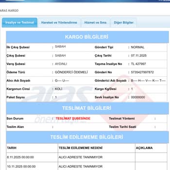 Aydınlı Aras Kargo İle Sürekli Yaşanan Teslimat Ve İletişim Sorunları