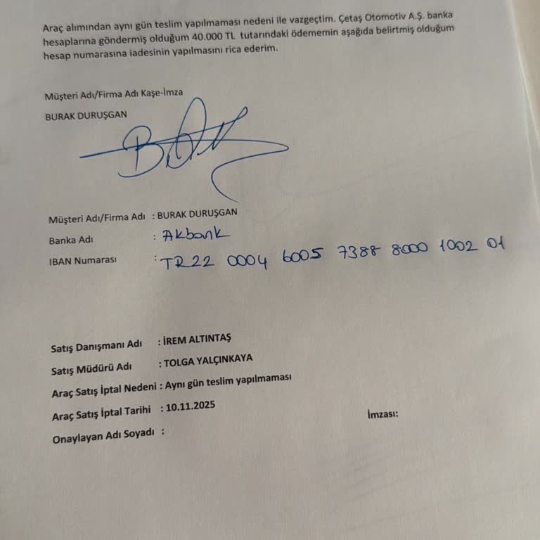 Kapora İadesi Gecikiyor, Teslimat Sözü Yerine Getirilmedi