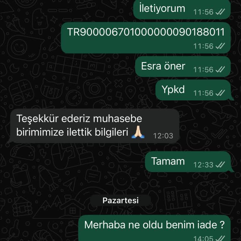 İade Ücreti Uzun Süredir Hesabıma Yatırılmadı