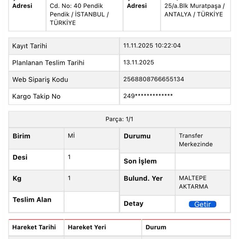 Kargom Maltepe Aktarma Şubesinde Teslim Edilmiyor, Çözüm Bekliyorum